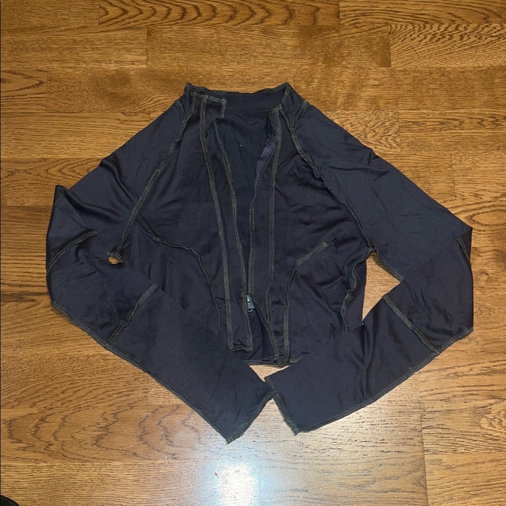 SHEIN Dark Gray Open-Front Cropped Shirt